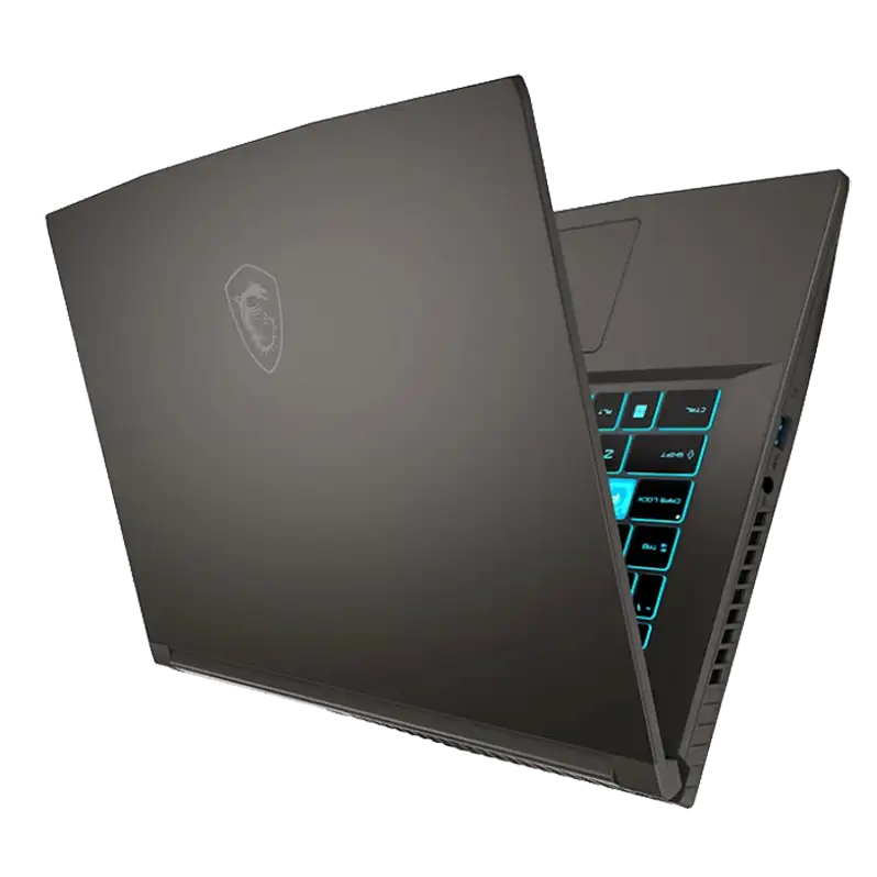 نمای جانبی لپتاپ MSI Thin 15 B12UCX با طراحی باریک و درگاههای متنوع