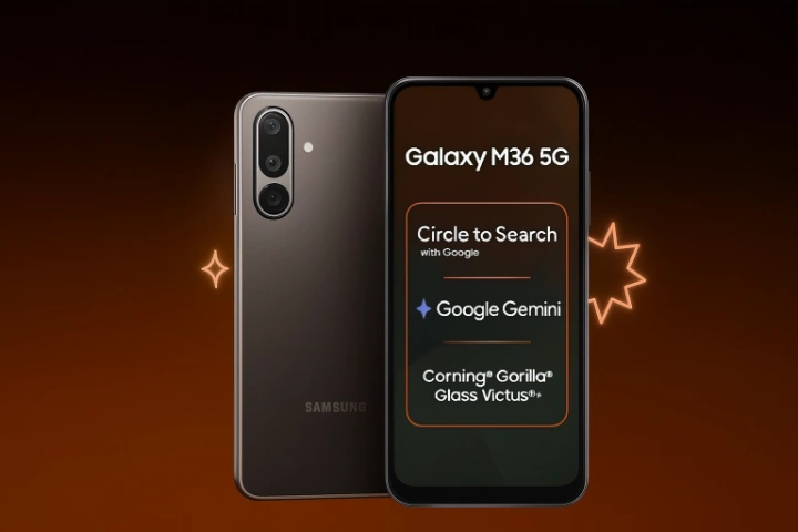قابلیتهای نرمافزاری Galaxy M36 شامل Circle to Search با Google و Google Gemini روی نمایشگر گوشی