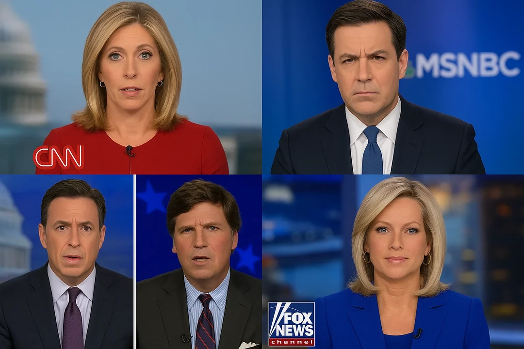 نمایی از مجریهای شبکههای خبری CNN، MSNBC و Fox News در حال پوشش ماجرای اختلاف ایلان ماسک و دونالد ترامپ